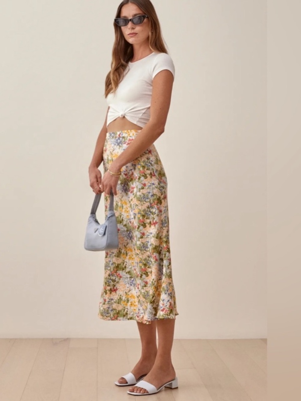 Reformation Bea Midi Skirt Countryside Floral